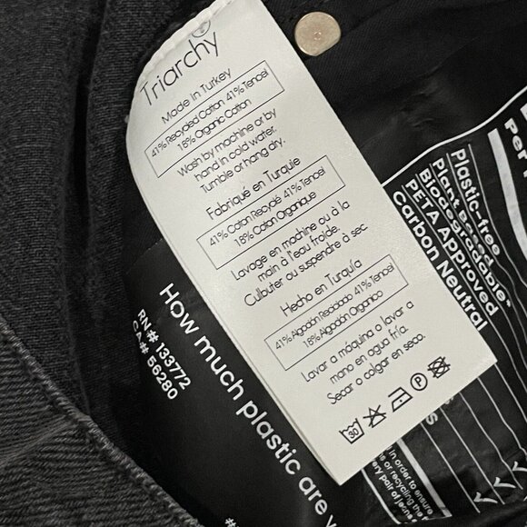 Triarchy Jeans Womens 31 Baggy Straight Ankle Crop Black Charcoal Wash Denim NWT - Picture 8 of 15